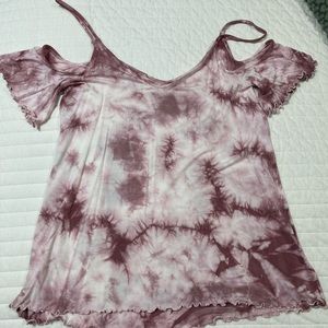 Cold shoulder tie dye shirt